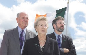 Kieran Doherty’s parents Alfie and Margaret with Sinn Fein president Gerry Adams. 